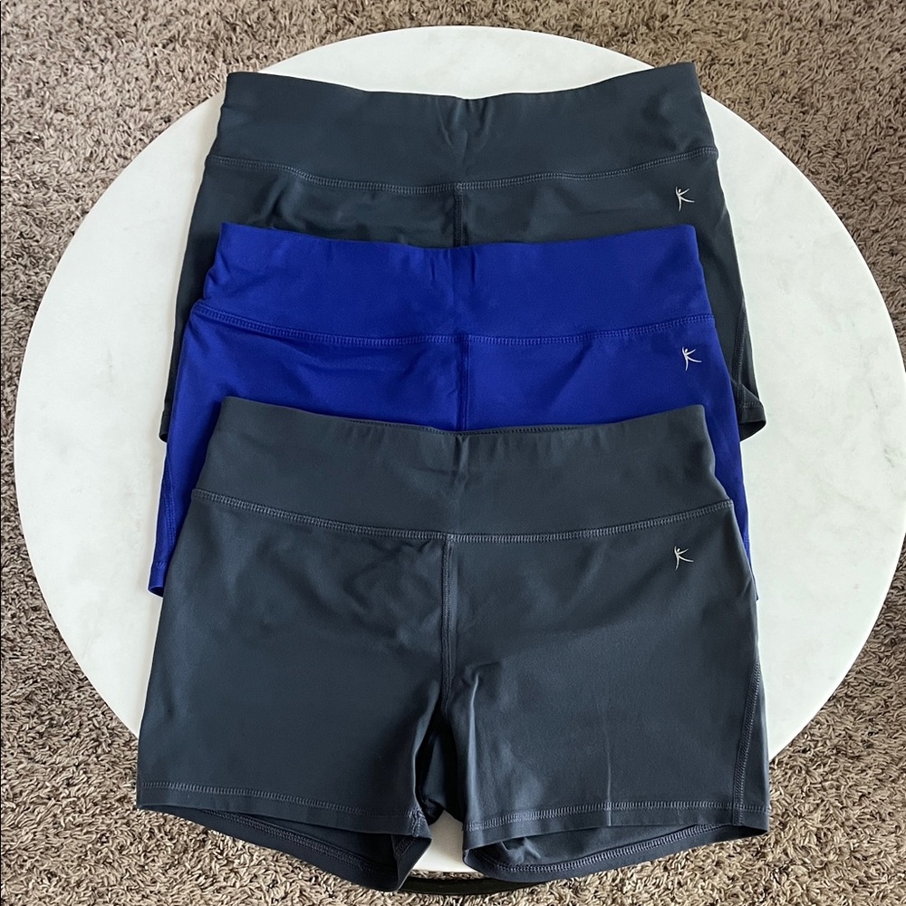 Danskin Now Shorts Bundle of 3 Small 1 Blue 2 Gray Key Pocket Fitted